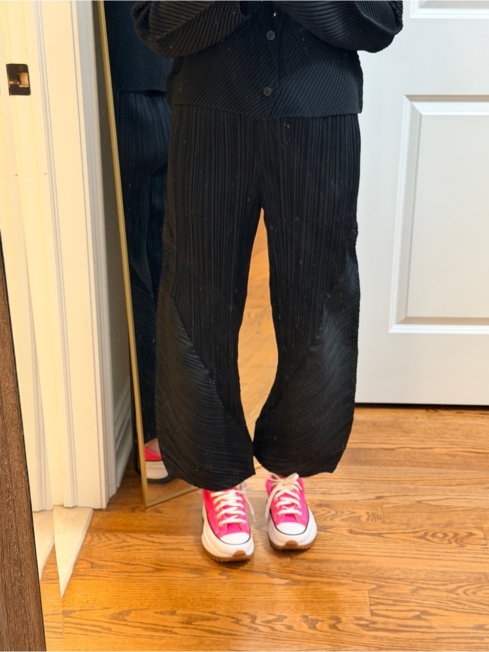 Pleats please Issey Miyake Navy Pleated Wide-Leg Pants FIRM PRICE - Picture 10 of 11